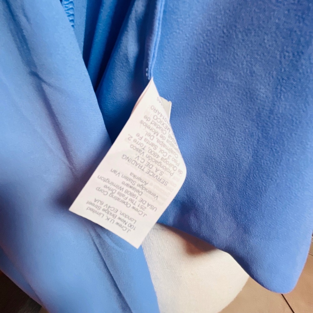 J. Crew Women Blue Long Sleeve Tie Back Gathered Neck Blouse Size 6 soft Classic - Picture 10 of 11
